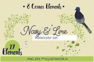 Navy & Lime Watercolor Set
