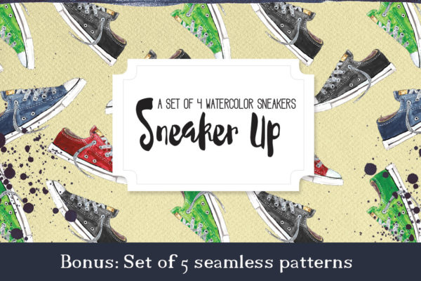 Sneakers seamless patterns