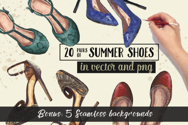 summer shoes watercolor